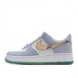NikeAir Force 1 Low Top White Blue Gold