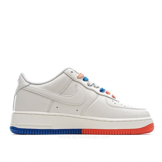 Nike Air Force 1 Low 07 Beige Red Blue Low Top Sneakers