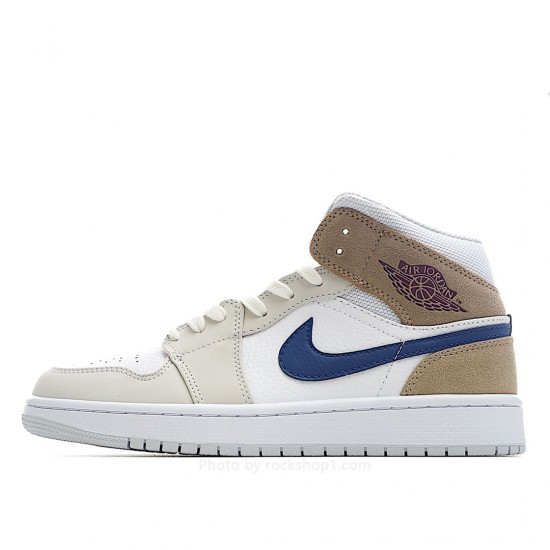 Air Jordan 1 Mid 'White Khaki Blue Void'