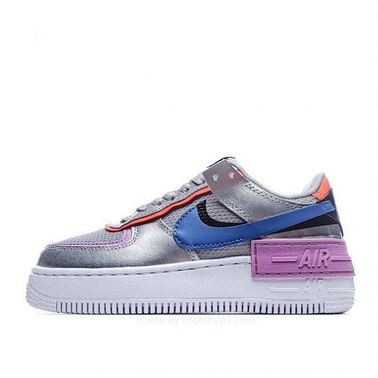 Nike WMNS Air Force 1 Shadow Silver Blue Purple Low Top Sneakers