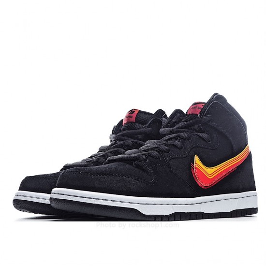 Nike SB DunkHigh Black Orange Yellow Hook High Cut