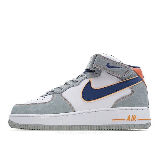 Nike Air Force 1 White Gray Blue Orange