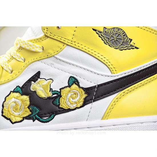 Air Jordan 1 Mid SE GS 'Rose Patch - Dynamic Yellow'