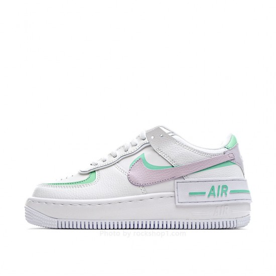 Nike Air Force 1 Shadow White, Green and Pink Low-Top Sneakers