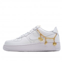 Nike Air Force 1 White Gold Chain