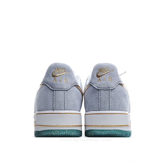 Nike Air Force 1 Low Top White, Blue and Gold