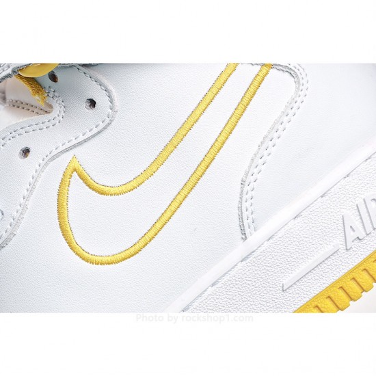 Nike Air Force1 White and Yellow Mid Top