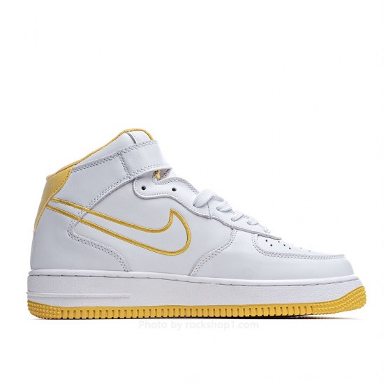 Nike Air Force1 White and Yellow Mid Top