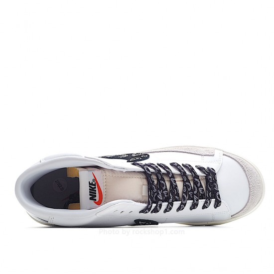 Nike Blazer Mid 77 Mid-Top Sneakers White and Black Cashew Flower