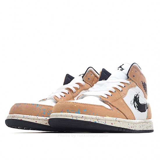 Air Jordan 1 Mid SE GS 'Brushstroke Paint Splatter'