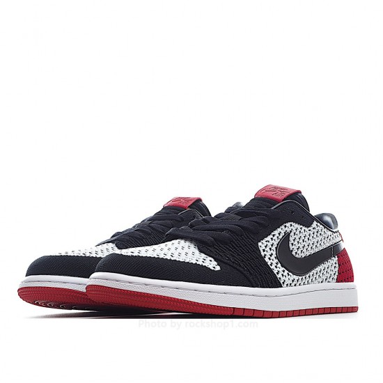 Air Jordan 1 Retro low Flyknit AJ1 Low Black Black And Red