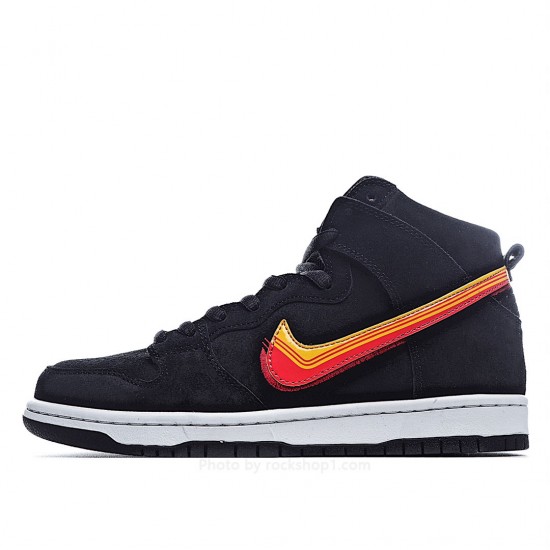 Nike SB DunkHigh Black Orange Yellow Hook High Cut