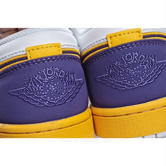 Air Jordan 1 Low Joe 1 Low Basketball Shoes Purple Gold Lakers