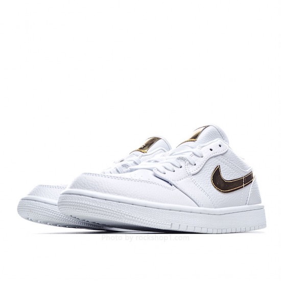 Wmns Air Jordan 1 Retro Low 'White Metallic Gold'