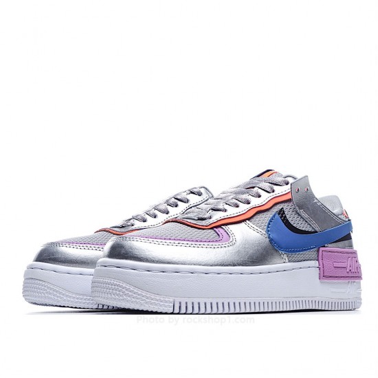 Nike WMNS Air Force 1 Shadow Silver Blue Purple Low Top Sneakers