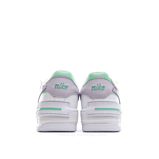 Nike Air Force 1 Shadow White, Green and Pink Low-Top Sneakers