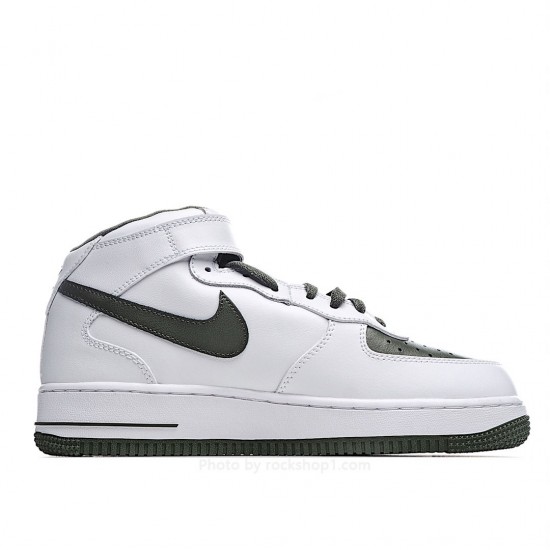 Nike Air Force 1 MID White and Green Mid-Top Sneakers