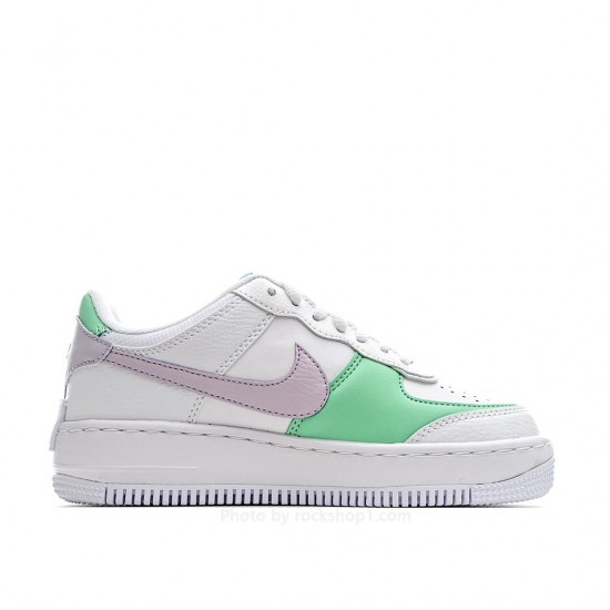 Nike Air Force 1 Shadow White, Green and Pink Low-Top Sneakers