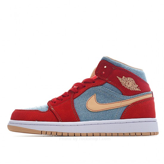 Air Jordan 1 Mid 'Denim Red'