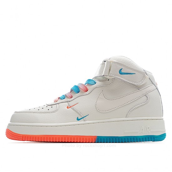 Nike Air Force 1 Mid07 Beige Red Blue Mid 3M Reflective