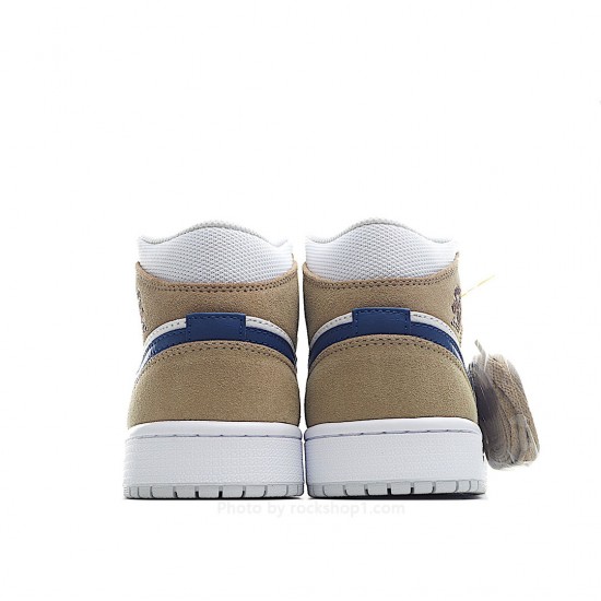 Air Jordan 1 Mid 'White Khaki Blue Void'