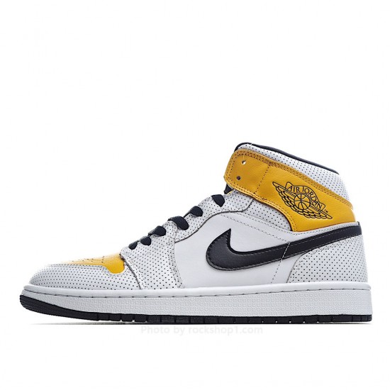 Wmns Air Jordan 1 Mid 'Perforated - White University Gold'