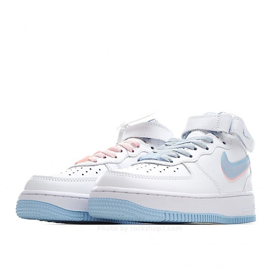 Nike Air Force 1 mid White pink blue