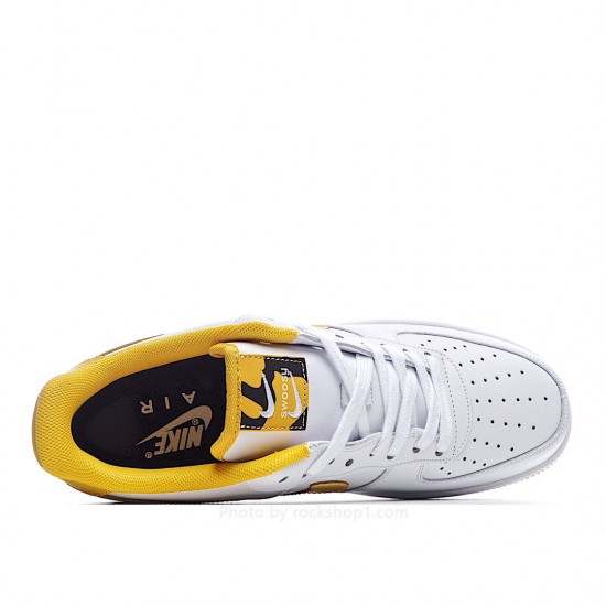 Nike Air Force 1 Low Low Top White and Yellow Double Hook