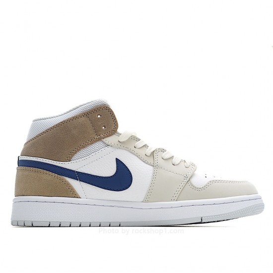 Air Jordan 1 Mid 'White Khaki Blue Void'