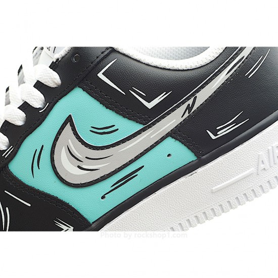 Nike Air Force 1 Low'07 Black and Blue Low Top Sneakers