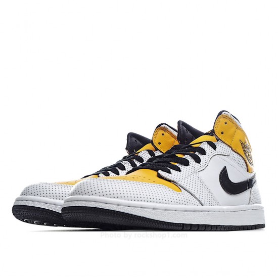 Wmns Air Jordan 1 Mid 'Perforated - White University Gold'