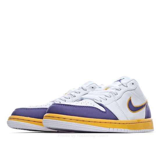 Air Jordan 1 Low Joe 1 Low Basketball Shoes Purple Gold Lakers