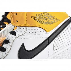 Wmns Air Jordan 1 Mid 'Perforated - White University Gold'