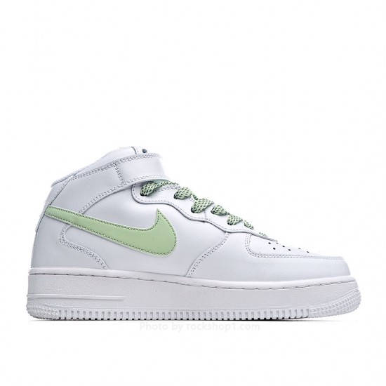 Nike Air Force 1 Mid Mid Top White and Green Reflective Gypsophila