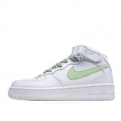 Nike Air Force 1 Mid Mid Top White and Green Reflective Gypsophila