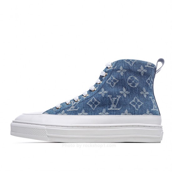 Louis Vuitton Stellar Sneaker Boot casual white board shoes pink/blue