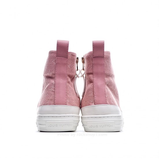 Louis Vuitton Stellar Sneaker Boot casual white board shoes pink/blue